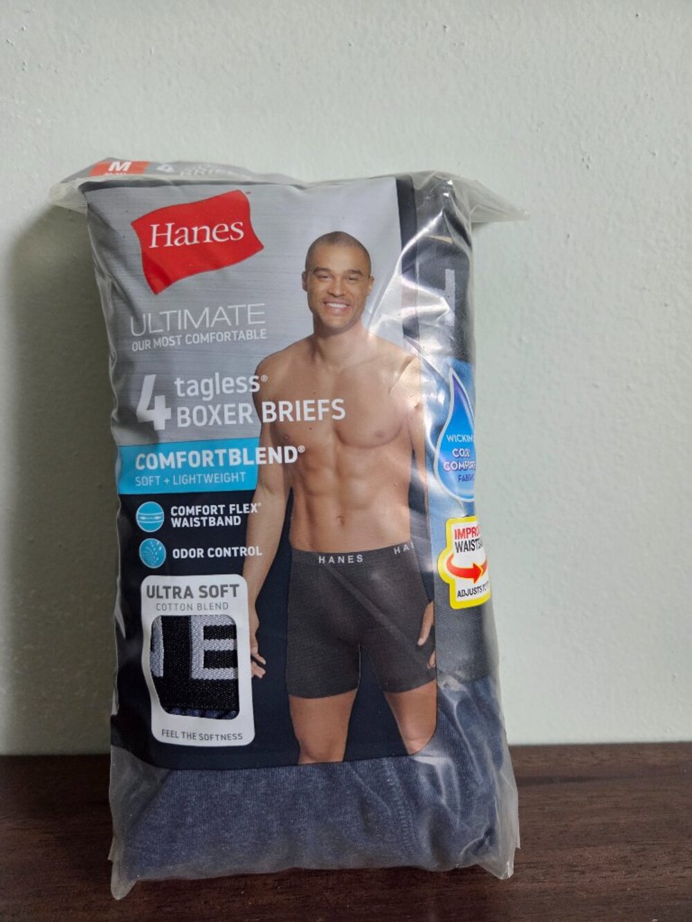 Hanes Boxer Briefs Men's Medium 4 Pack Tagless Comfort Blend Underwear NWT